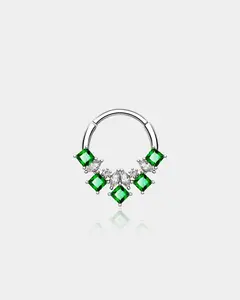 Verdant Green Gem Hinged Segment Septum Ring Verdant Green Gem Hinged Segment Septum Ring