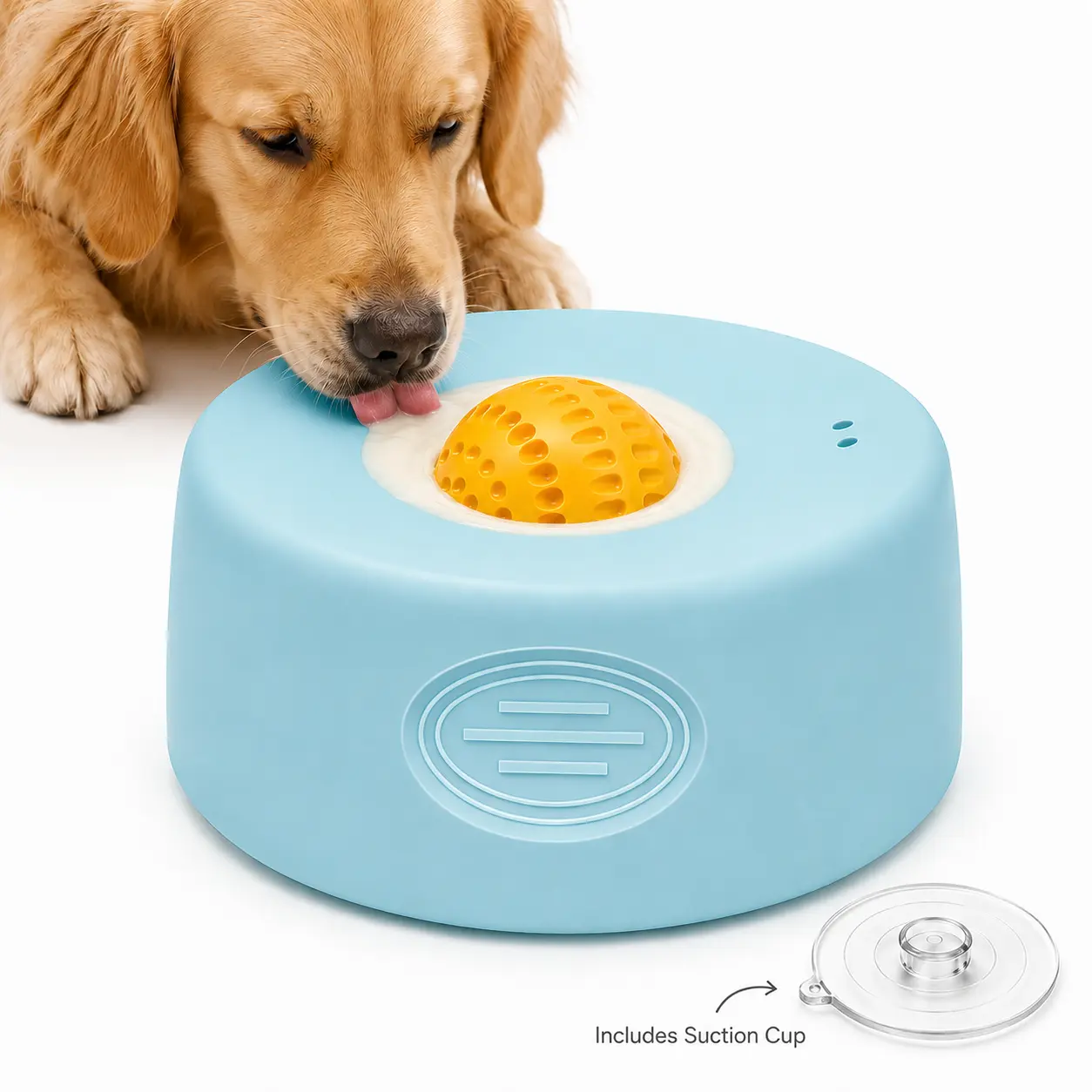 BeComfee Dog Slow Feeder Bowl for Liquid Treats, No-Spill Rolling Ball Dog Bowl with Suction Cup, Easy to Clean 400ml Pet Bowl for Bone Broth, Yogurt, Water & Daily Enrichment