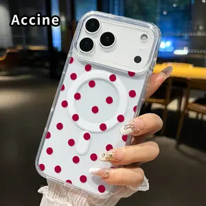 Clear Phone Case for iPhone 17 16  Pro Max Plus 15 14 13 12 11 Air E Polka Dot Reverie  Pattern Magnetic Sunction Acrylic Back Full Body Protective Cover
