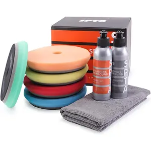 Buffing Polishing Pads, 6 Inch Orbital Buffer Pads Hook and Loop Buffing Pads,  Polish Pad 5 Grits from Coarse to Fine for 6 Inch DA Rotary Polisher Compounding, Polishing and Waxing