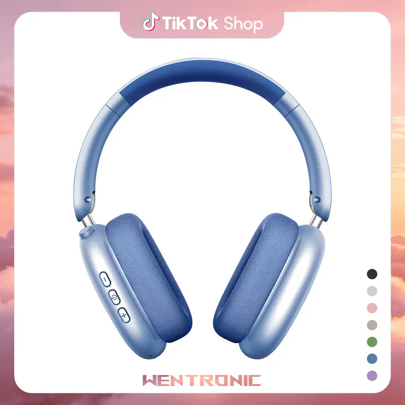WENTRONIC Y01 Compatible Wireless Headphones - Over-Ear Active Noise Canceling, 3.5mm Jack, Memory Function, 48H Playtime, Hi-Res Audio, Fold-Flat Ease, Cloud-Soft Foam Earpads, Built-in Mic, iOS/Android Compatible (Ideal for Long Flights)