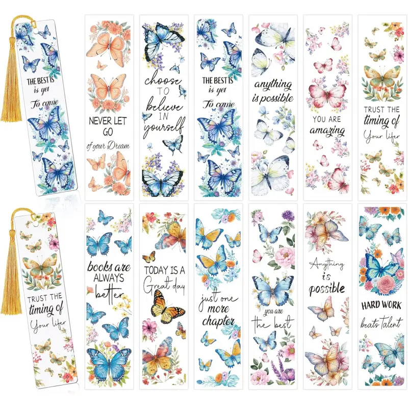UV DTF Bookmark Wraps - 24 Sheets Butterfly Acrylic Bookmark Blanks Sticker, Animal UV DTF Transfer Stickers, Butterfly Design for Bookworm DIY Projects Crafts