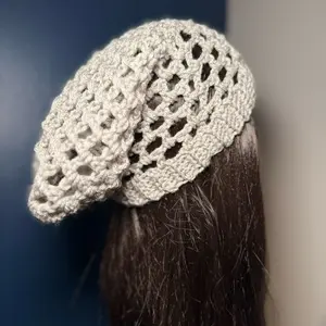Crochet Mesh Beanie - White Knitted Hat with Unique Mesh Design for Stylish Look