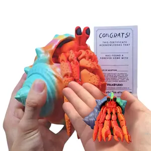 Hermit Crab 3D Print Figurine - Realistic Design, Customizable Colors, Adoption Certificate Included, Lightweight PLA Filament for Home Decor & Gifts