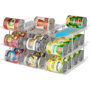 LXLXXL Can Organizer For Pantry Canned Food Goods Organizer For Cabinet Clear Automatic Rolling Can Storage Organizer Pantry Holders Rack, Holds Up to 36 Cans