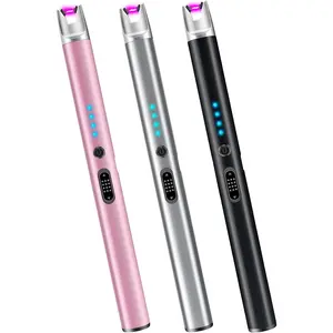 3 Pack Electric Candle Lighter Rechargeable USB Lighters Flameless Windproof Plasma Arc Lighters with Safety Lock Long Lighter for Candle BBQ Camping Birthday Party