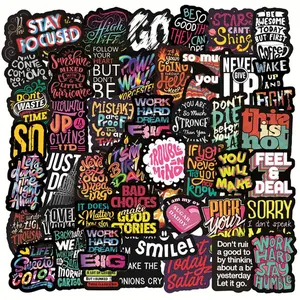 Motivational Stickers |50Pcs Inspirational Quotes Waterproof Vinyl Decals | Removable Reusable Peel & Stick Decoration for Water Bottles Bicycle Laptop Luggage Mobile Phone Skateboard Guitar