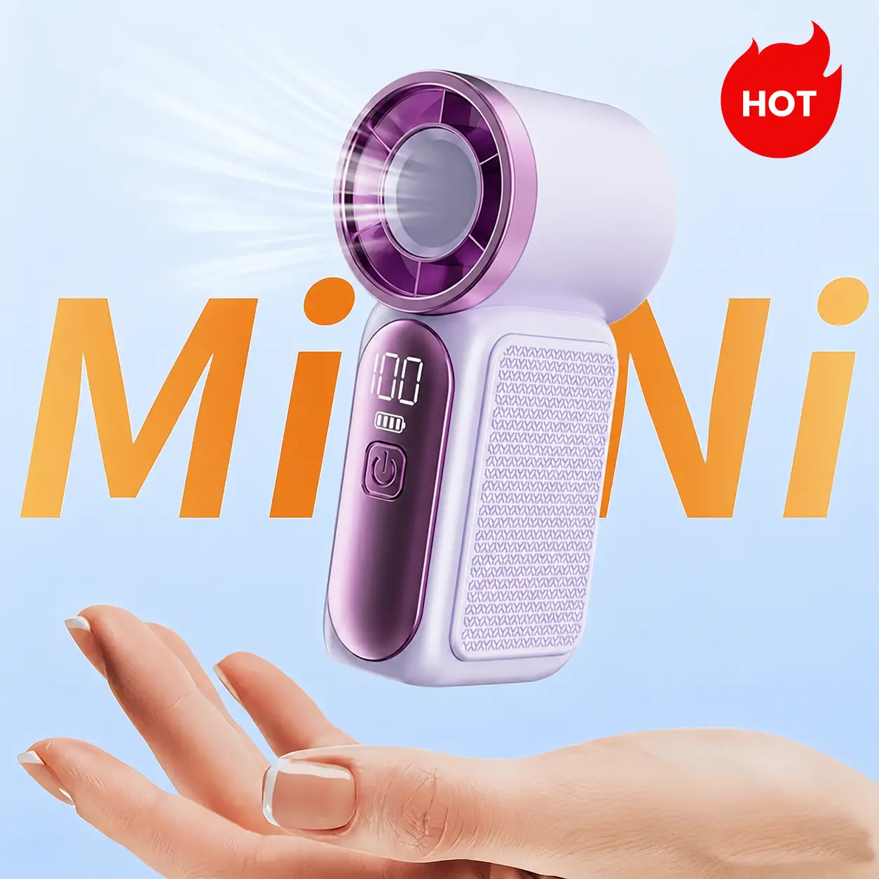 2026 Mini LED Rechargeable Handheld Portable Fan - 5-Speed Turbo, Digital Display, USB Protection, Compact, Adjustable Speed, Portable Refrigeration, Ideal for Travel, Outdoor Use, Perfect Gift