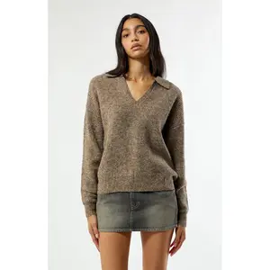 Rhythm Women's Quinn Collared V-Neck Oversized Sweater