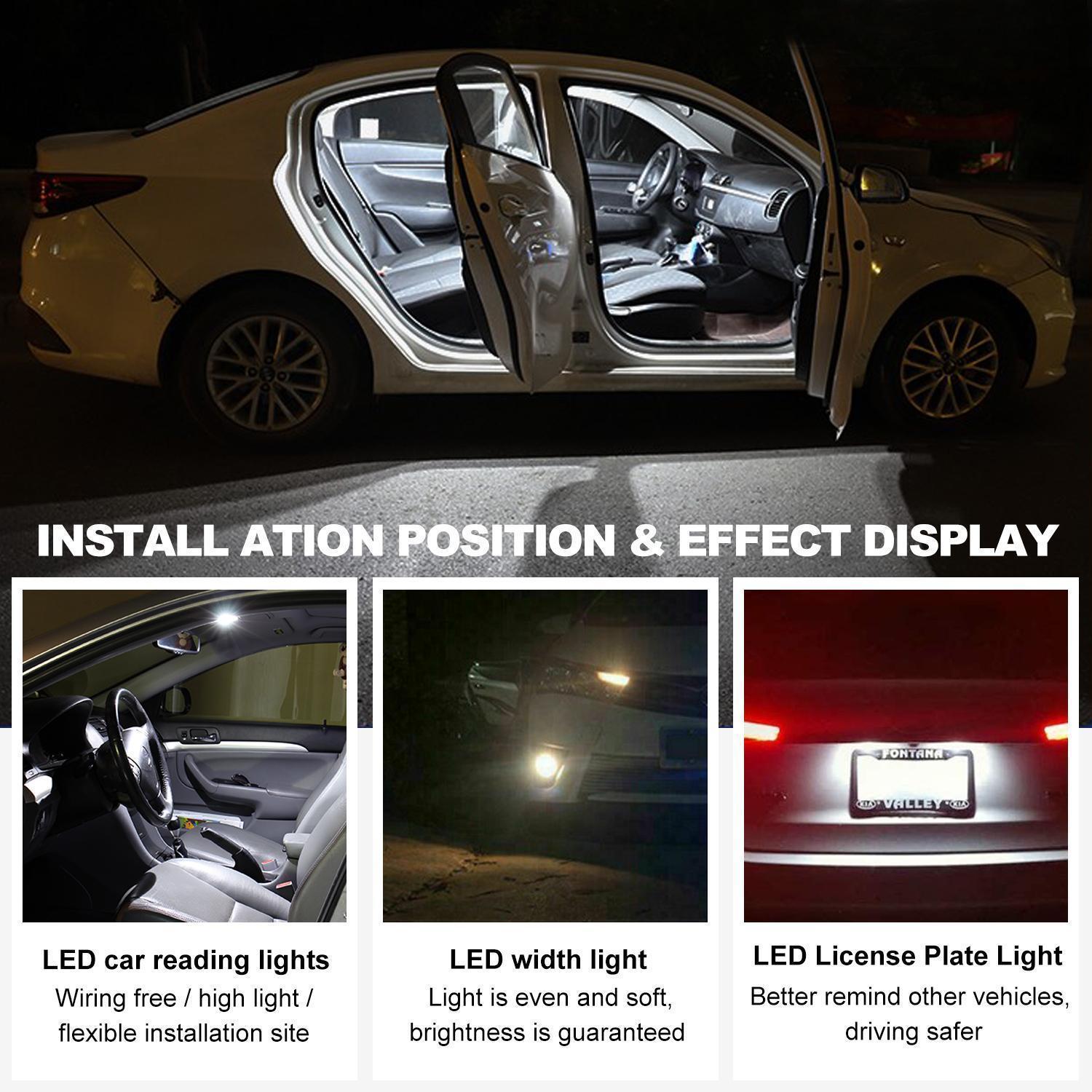 56Pcs Car LED Interior Light Kit 6000K Super Bright White Bulbs Set for Dome Map Door Trunk License Plate Lights Energy-Saving Long-Lasting Universal Fit Easy Installation gauge cluster
