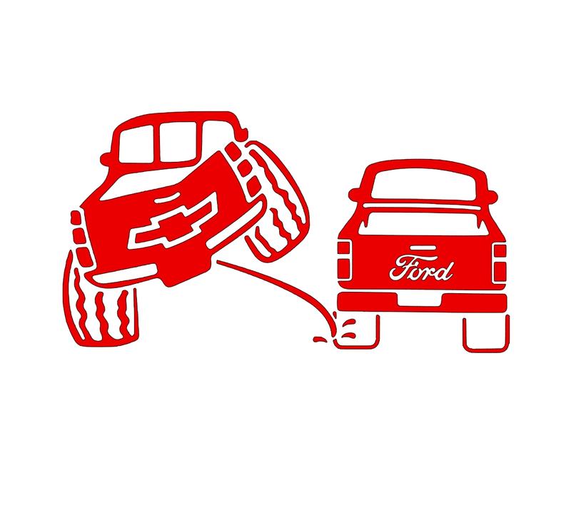Chevy pee on Ford decal | Truck rivals | rear window decals | Silverado Car Vehicle Decoration
