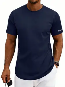 Men's Breathable Mesh Sports T-Shirt, Quick-Dry Short Sleeve Gym Top, Gym Workout Tee, Reflective Decoration Fitness Shirt (multiple Colors Available)