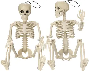 2 Pack Posable Small Halloween Skeleton, 16" Full Body Halloween Skeleton Decor with Movable Joints, Party Indoor Decorations Room Spooky