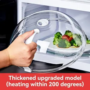 Microwave Splash Proof Oil Cover with Steam Hole, Steam Vent, Easy Grip Handle, Food Grade PP High Temperature Preservation Lid, Kitchen Utensils Gadgets