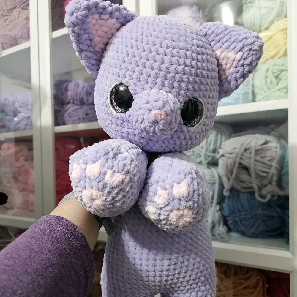 Crochet Giant  Purple Snuggly Kitty