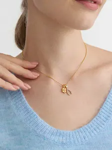 A White Zirconium Four Leaf Clover Necklace With A Wish Bone Y Shaped Round Pendant Bead Chain Made Of Stainless Steel 18k Gold Plated Waterproof And Anti Allergy A Must Have Gift For A Lucky Thanksgiving Day