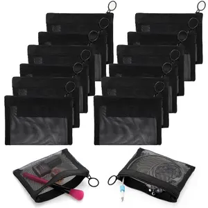 Women's Small Zipper Pouch, Mesh Mini Cosmetic Bag, Makeup Organizer Pouch & Coin Purse, Bulk Organizers for Travel & Home Use