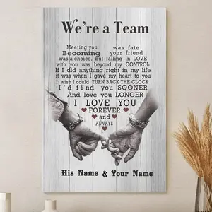 Custom Name "We're A Team, I Love You Forever" Vertical Poster, Home Decor Wall Art Print, Unframed - Please message my shop with your name and your loved one's name in the message section
