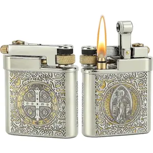 Vintage Lighter, Refillable Kerosene Lighter Vintage Trench Lighter Mechanical Brass Lighter Soft Flame Lighters, Cool Lighter Collection Unique Gift for Men Dad Husband (Constantine)