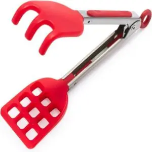 Easygrip mini waffle nonslip stainless steel handle heatresistant silicone heads kitchen tongs for cooking waffles breakfast candy apple red