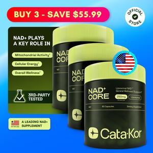 Cata-Kor NAD+ Core - 3x 250mg NAD Supplement - 180 Capsules - Boost Vital NAD+ Levels - Healthcare & Fitness - Official Store - Buy 3 Save $17