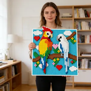 Heart Parrot 3D Puzzle Building Blocks Decoration, Bookshelf Home Office Cabinet Decor, Party Living Room TV Stand Display Gift