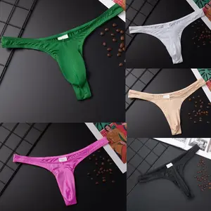 2PCS Men's Mystery G-String Thongs - Hot Sexy Silky Mix Colors Bikini Pouch Panties, Low Rise, High-Cut Bold Underwear, Smooth Bamboo Fabric