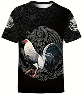 MEXICO Men's 3D Print Short Sleeves Anime Breathable Comfy Pajama Lounge Wear Top for Summer Casual Loungewear Crewneck Medium Polyester - Menswear Clothes Fabric Graphic Soft