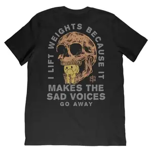 I lift weights because it can make sad sounds disappear. T-shirts, cotton tops, men's clothingRAIMENTRY