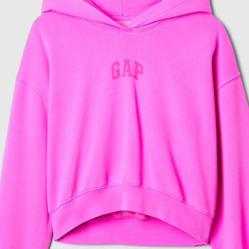 GAP Logo Hoodie - Pink Fleece Pullover with Hood and Long Sleeves