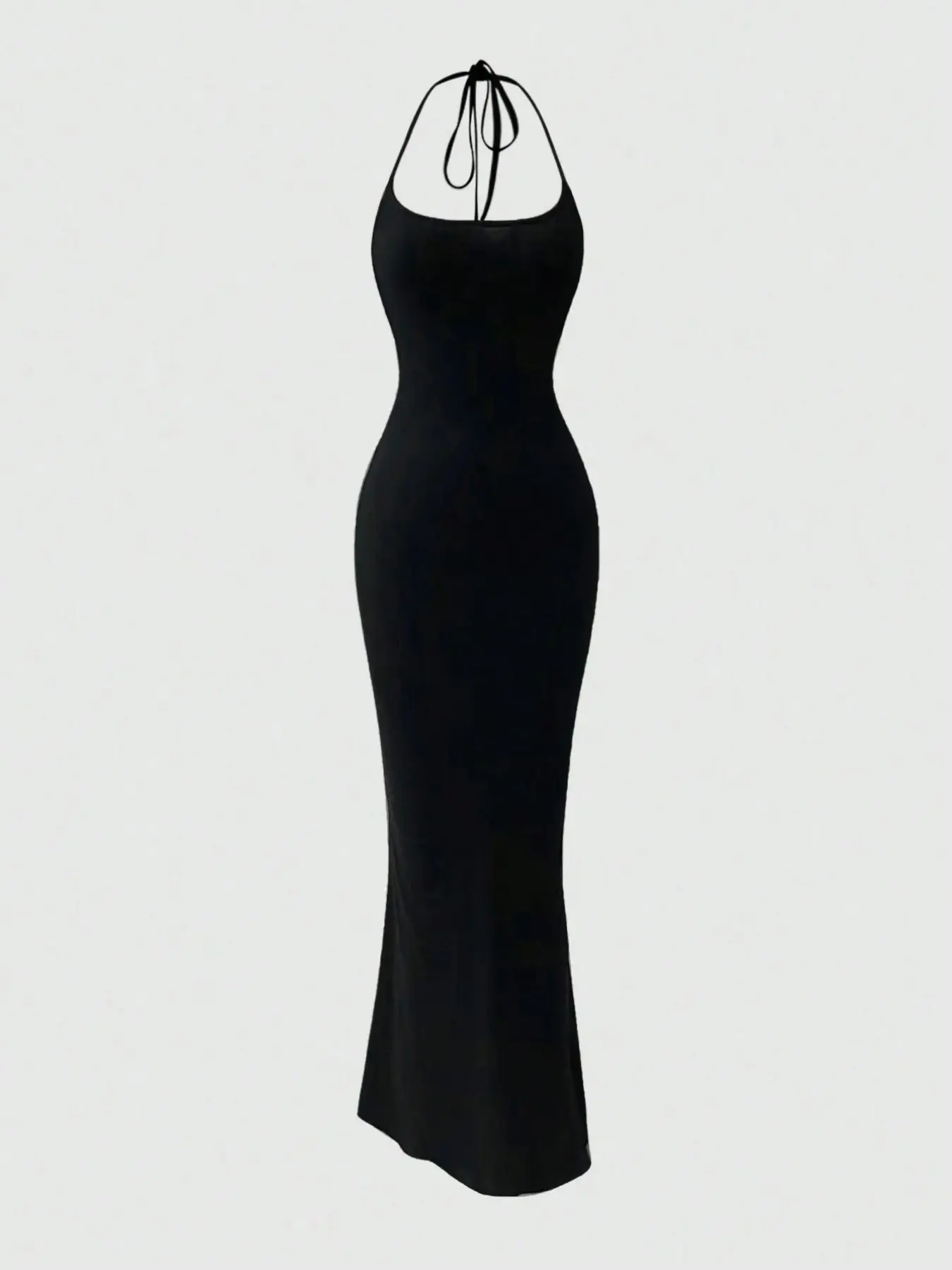 Y2K Halter Neck Sleeveless Bodycon Mermaid Maxi Dress, Womenswear, Stretchy Knit Fabric, Backless Black Party Dress, Y2K Halter Neck Sleeveless Bodycon Mermaid Maxi Dress, Womenswear, Stretchy Knit Fabric, Backless Black Party Dress,