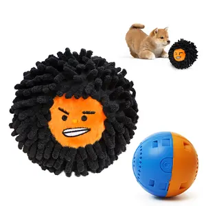 Plush Dog Toy with Moving Ball｜Tap-Activated Interactive Play｜Premium Short Plush & Chenille Texture｜Dog Toy Ball Dental Chew Strips｜Irregular Rolling Action｜Type-C Rechargeable Dog Toy