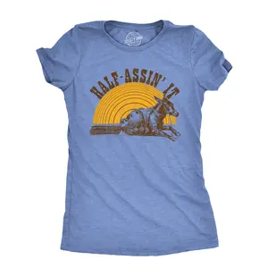 Womens Half Assin It T Shirt Funny Donkey Low Effort Joke Tee for Ladies Funny Womens T Shirts Cute Vintage Fashion Casual Ladies T-Shirt Gift Sarcastic Tops for Women Funny Animal Top Women's Novelty Tees Light Blue