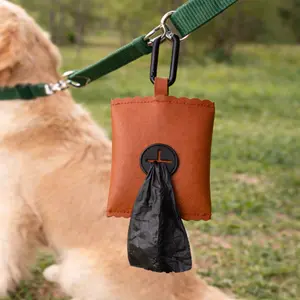 Pet Poop Bag Storage Bag Portable Fashion PU Leather Dog Waste Bag Dispenser Must-Have for Walking Dogs, Essential Pet Accessories
