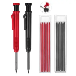 Mechanical Pencil Set, 2 Counts/set Carpenter Pencil with 12pcs Refill, Construction Pencil with Built-in Sharpener for Architect