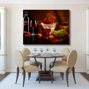 1pc,Elegant Still Life Wine and Grapes Canvas Wall Art Print for Kitchen Dining Room Decor - Classic Food & Drink Art Piece for Home Decoration, Perfect for Living Space