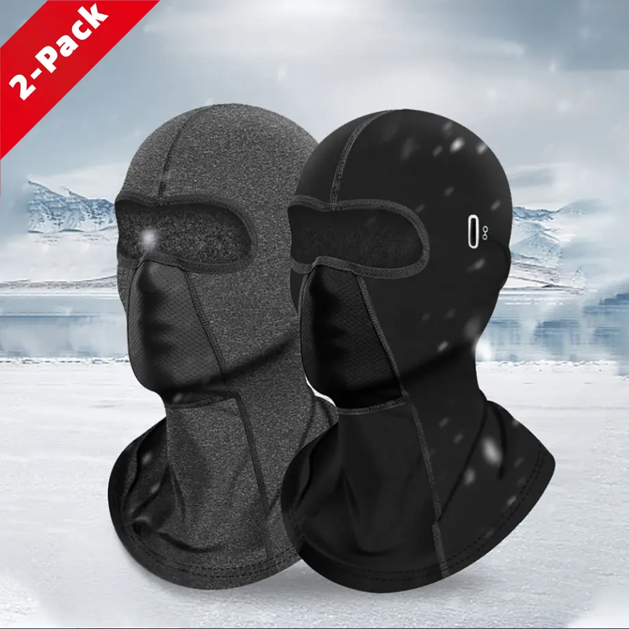 2pcs Unisex Thermal Balaclava - Windproof Velvet-Lined Breathable Face Cover, Helmet-Compatible Cycling Cap, Thermal Wear for Biking & Skiing, Motorcycle Headgear (1 Size), Ski Balaclava, One Size