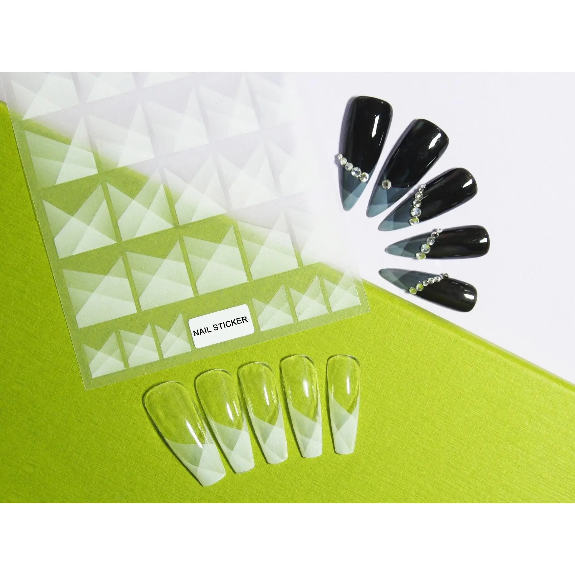 Translucent White Superimposed French Tip Nail Art Sticker