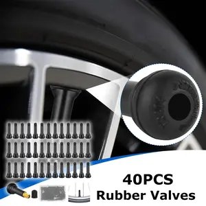 40Pcs/Set TR413 Rubber Snap-in Tubeless Valve Stem,Universal Standard Length Replacement Valves for Car Wheel Rim Holes,Hand Tools Kits,Springtok