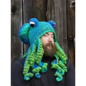 OctopusHatHalloweenPrankSquidHeadCoveringWammKnitCapupleHats, FunandSpookyCostumeAccessory for Adults