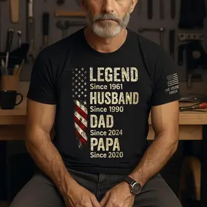 Personalized Husband Dad Papa Shirt, Custom Legend Since Year T-Shirt , Father's Day Gift for Him, New Dad Birthday Gift Idea