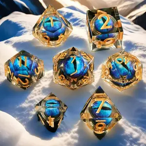 7-Piece Dragon Eyes Resin Rolling Dice Set, Fantasy Vibes Accessory for Role-Playing & MTG Tabletop Games, Festive Party Supply for Holiday & Birthday Celebrations,summervibes