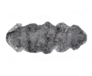 2' X 6' Dark Gray New Zealand Lambs Wool Handmade Area Rug