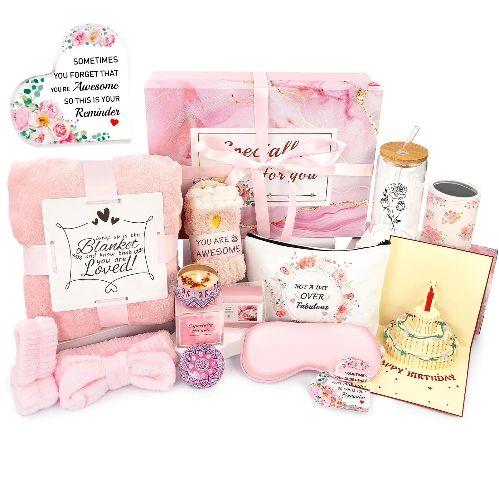 13pc Pre-Curated Spa Basket - No Planning 13-Item Gift Set for Women, Baby Shower Anniversary Birthday Festive Home & Party Supplies Care Package