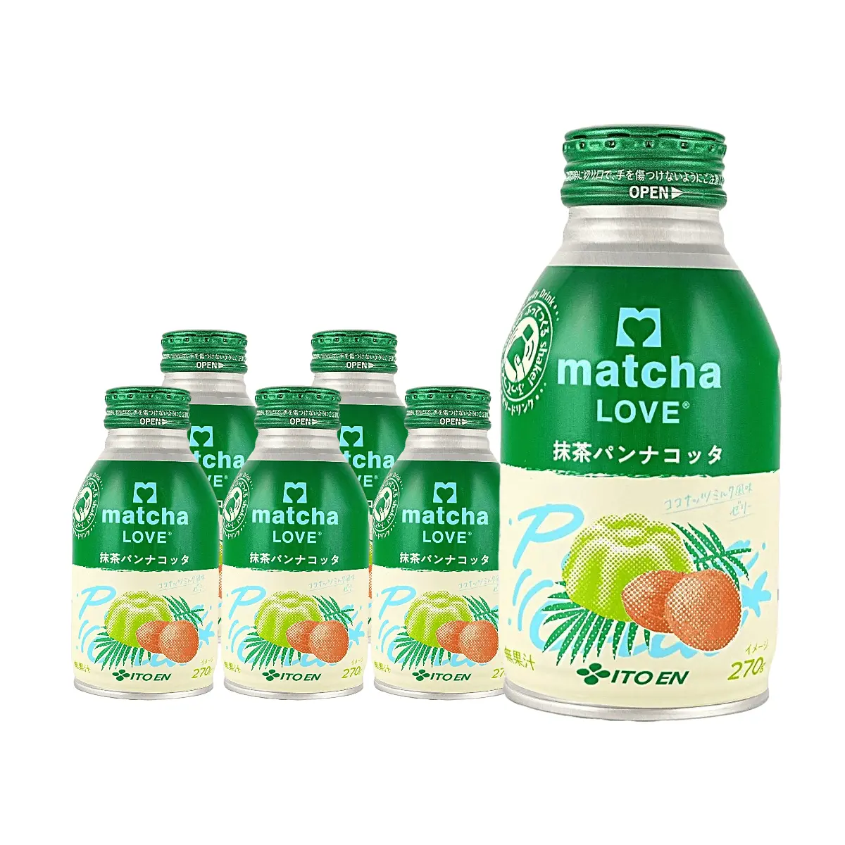 ITO EN Matcha Love Coconut Milk Jelly Drink, Italian Pudding Flavor, 6-Pack, Shakeable Jelly Beverage, 270g Each