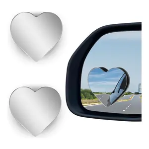 2-Pack Heart-Shaped Blind Spot Mirrors – Adjustable Wide-Angle Convex Rearview Mirrors for Cars & SUVs – Universal Fit Stick-On Accessories