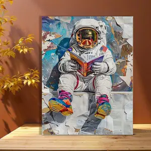Astronaut Reading Book Wall Art Poster, Dreamy Space Aesthetic Canvas, Dopamine Decor for Bedroom, Living Room & Kids Room