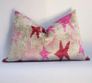 Canvello Luxury Fabric Hot Pink Throw Pillow with Down Insert - 16X24 in