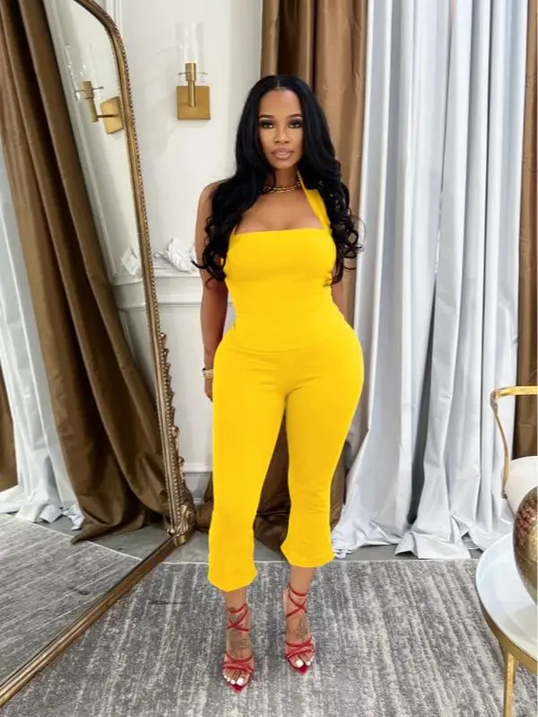 USBOUTIQUECHIC Women's 2-Piece Chic Lounge Set - Cropped Top, Jogger Pants