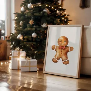 Gingerbread Print, Xmas Festive Kitchen Decor, Cute Christmas Printables, Cozy Winter Decor, Gingerbread Man Wall Art, DIGITAL DOWNLOAD